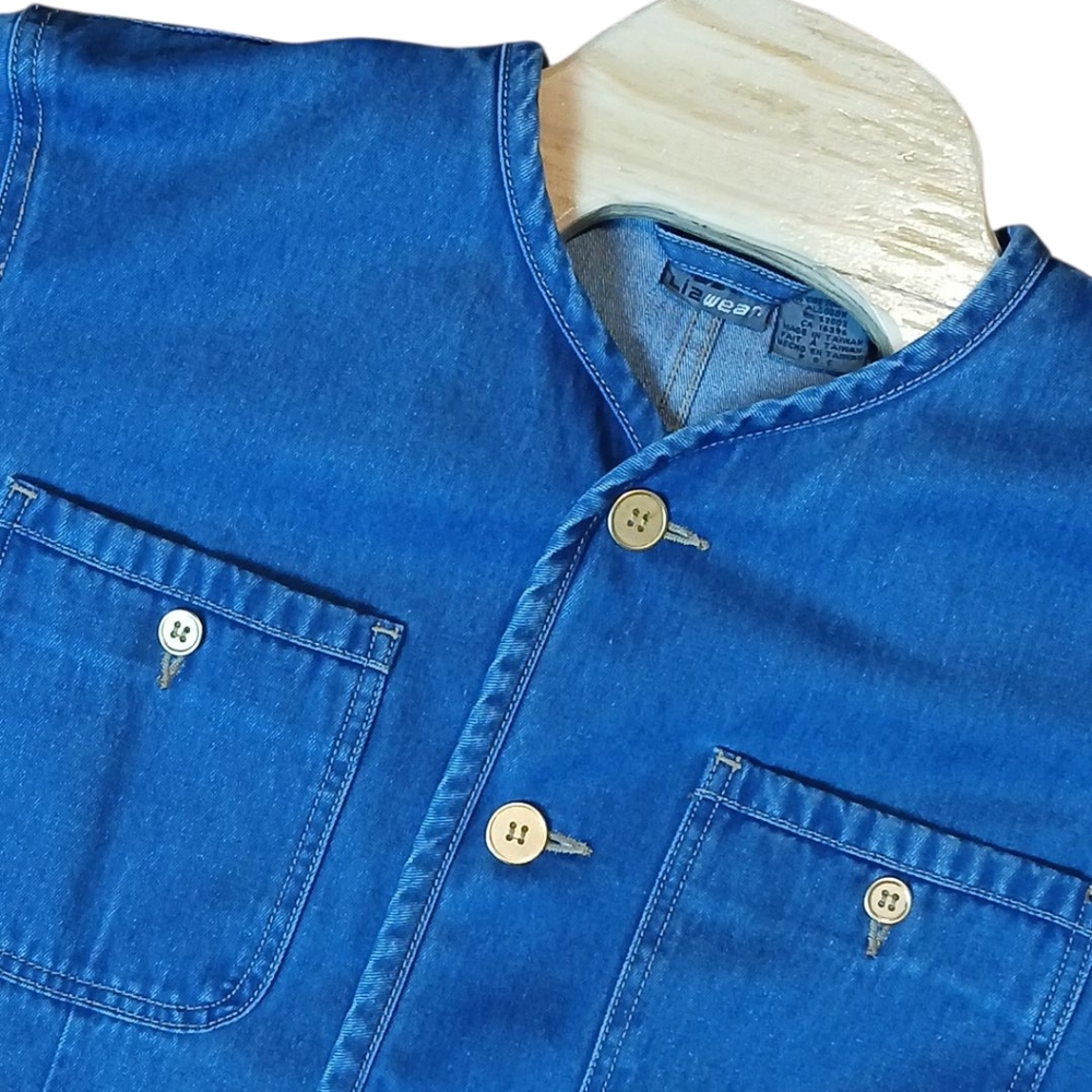 LizWear Vintage Gold Colored Buttons Denim Farm‎ Like Jacket Women/10